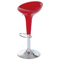 Barová židle AUB-9002 barva červená plast/chrom  AUB-9002 RED